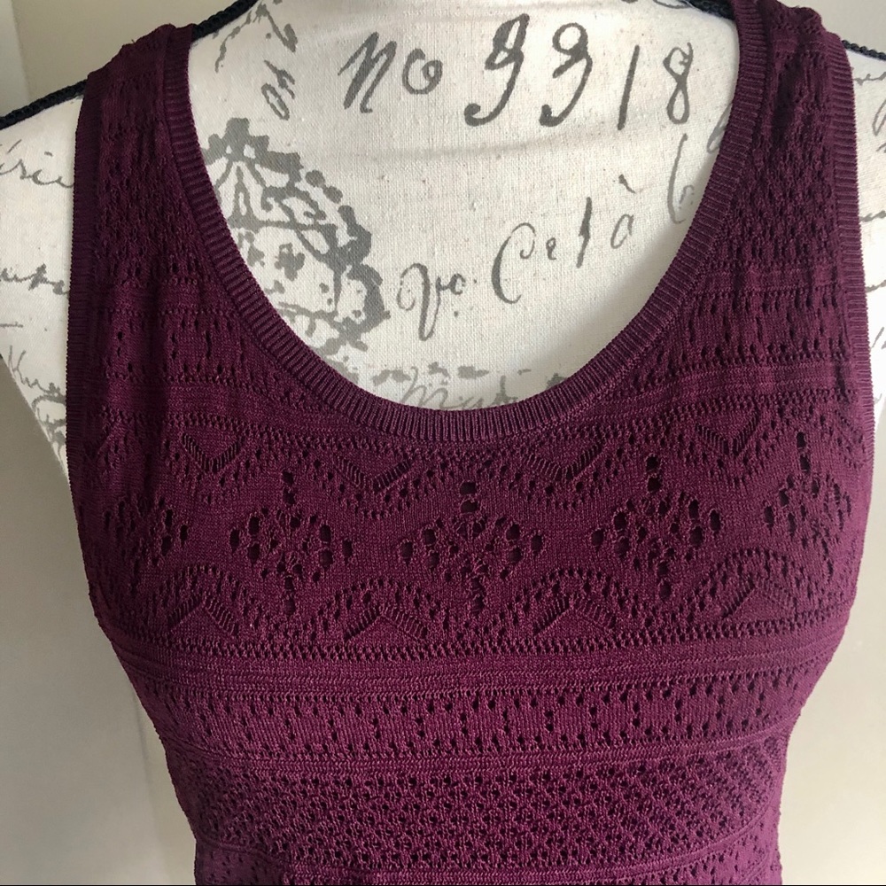 WHBM Cabernet Lace & Fringe Boho Tank Top - Picture 5 of 9